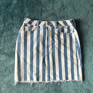 Hollister Blue and White Striped Pencil Skirt